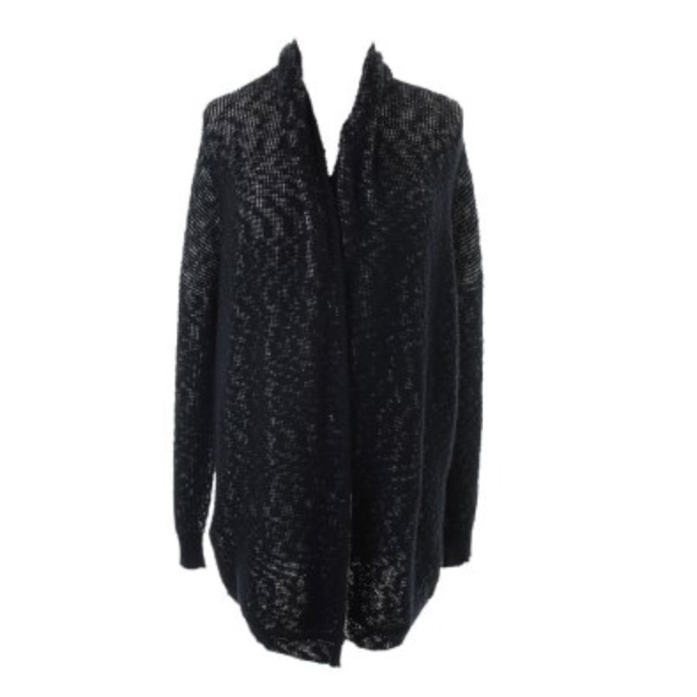 Eileen Fisher Black textured Long cardigan M